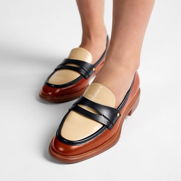 Franco Sarto Shoes - FRANCO SARTO EDITH 2 PENNY LOAFERS IN BISCUIT BROWN FAUX LEATHER 9.5